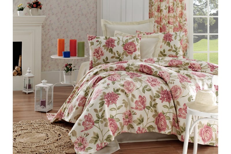 Sengeteppe EnLora Home Dobbelt 200x235+Laken+2 Putetrekk, Rosa