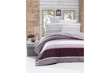 Victoria Sengetøy Dobbelt 4-deler Ranforce - Hvit/Lilla - Tekstiler & tepper - Sengetøy - Sengesett