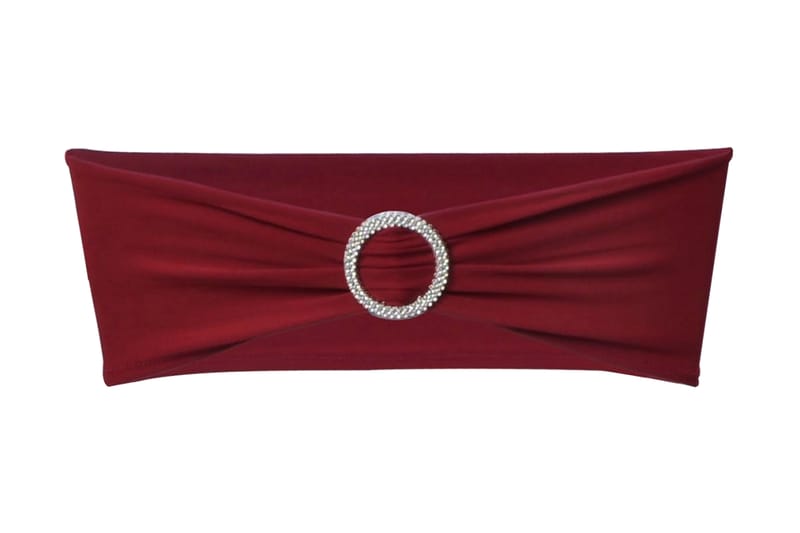 25stk Bordeaux Elastiske Dekorative Stolbånd Diamantspenne - Rød|Hvit - Stoltrekk