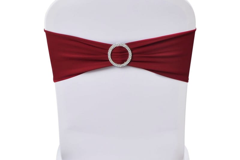 25stk Bordeaux Elastiske Dekorative Stolbånd Diamantspenne - Rød|Hvit - Stoltrekk
