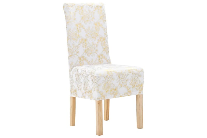 Stoltrekk stretch 6 stk hvit med gulldesign - Hvit - Stoltrekk