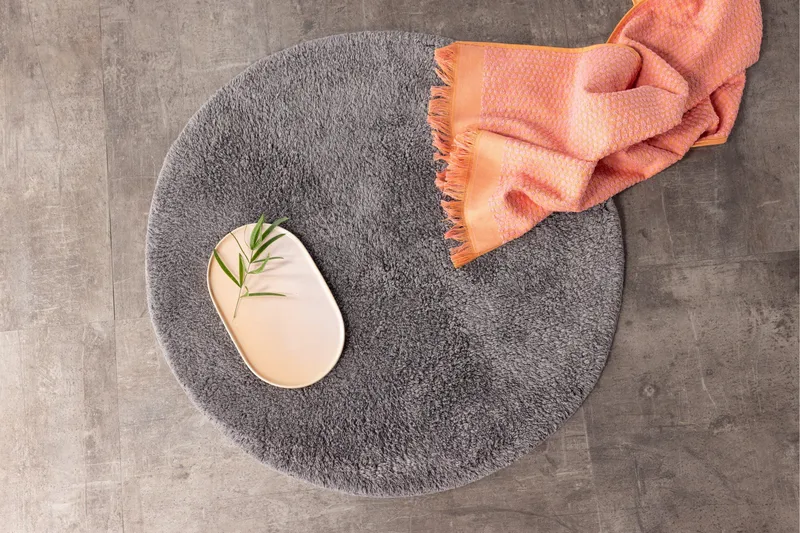 Valle Baderomsmatte 60 cm Rund - Mørk grå - Tekstiler & tepper - Teppe & matte - Baderomsmatte