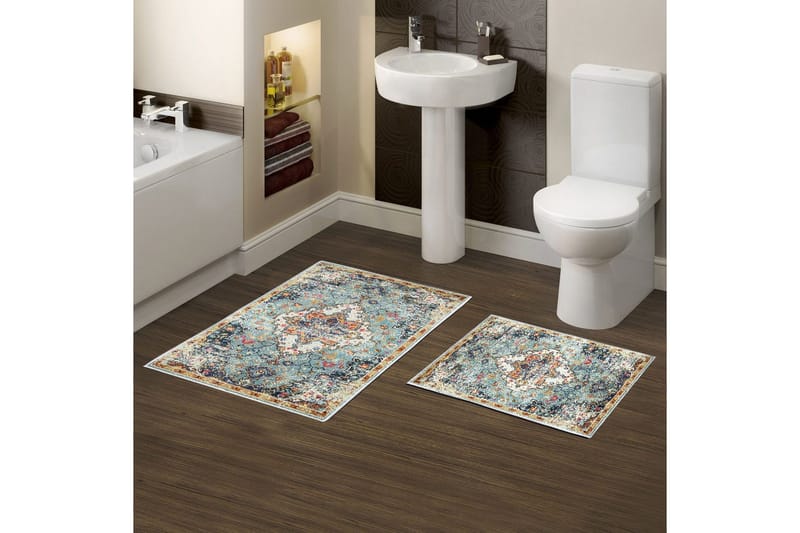 Badenaromsmattesett (2 deler) Masafumie Flerfarget - Multifarget - Tekstiler & tepper - Teppe & matte - Baderomsmatte