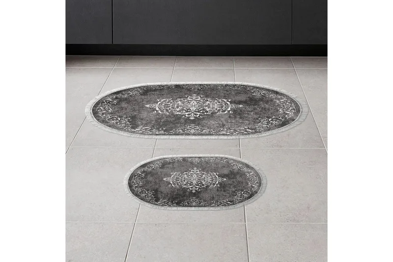 Badenaromsmattesett (2 deler) Winrel Grå - Lysegrå - Tekstiler & tepper - Teppe & matte - Baderomsmatte