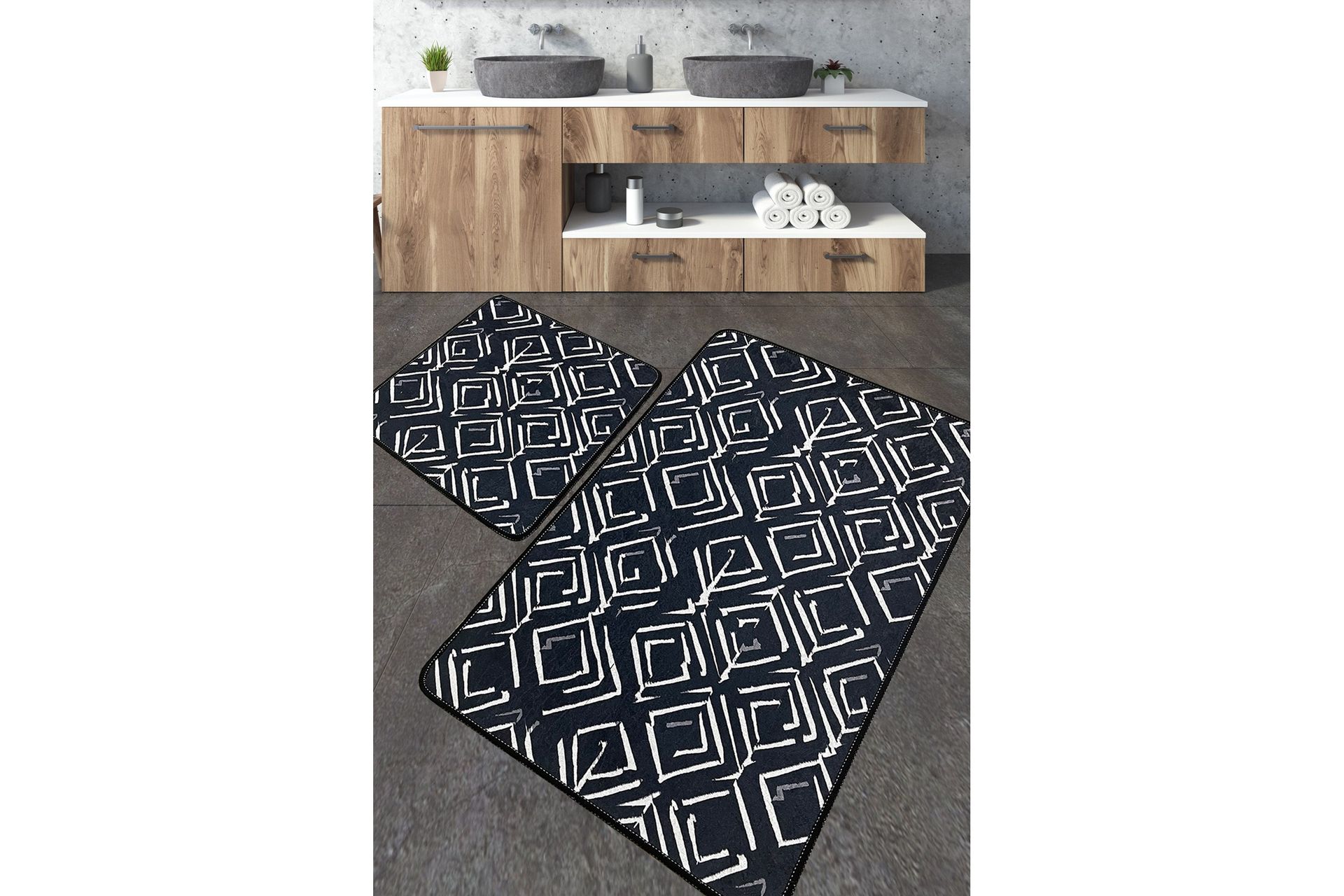 Baderomsmatte Nicharon 60x100 cm Rektangulær - Flerfarget - Tekstiler & tepper - Teppe & matte - Baderomsmatte