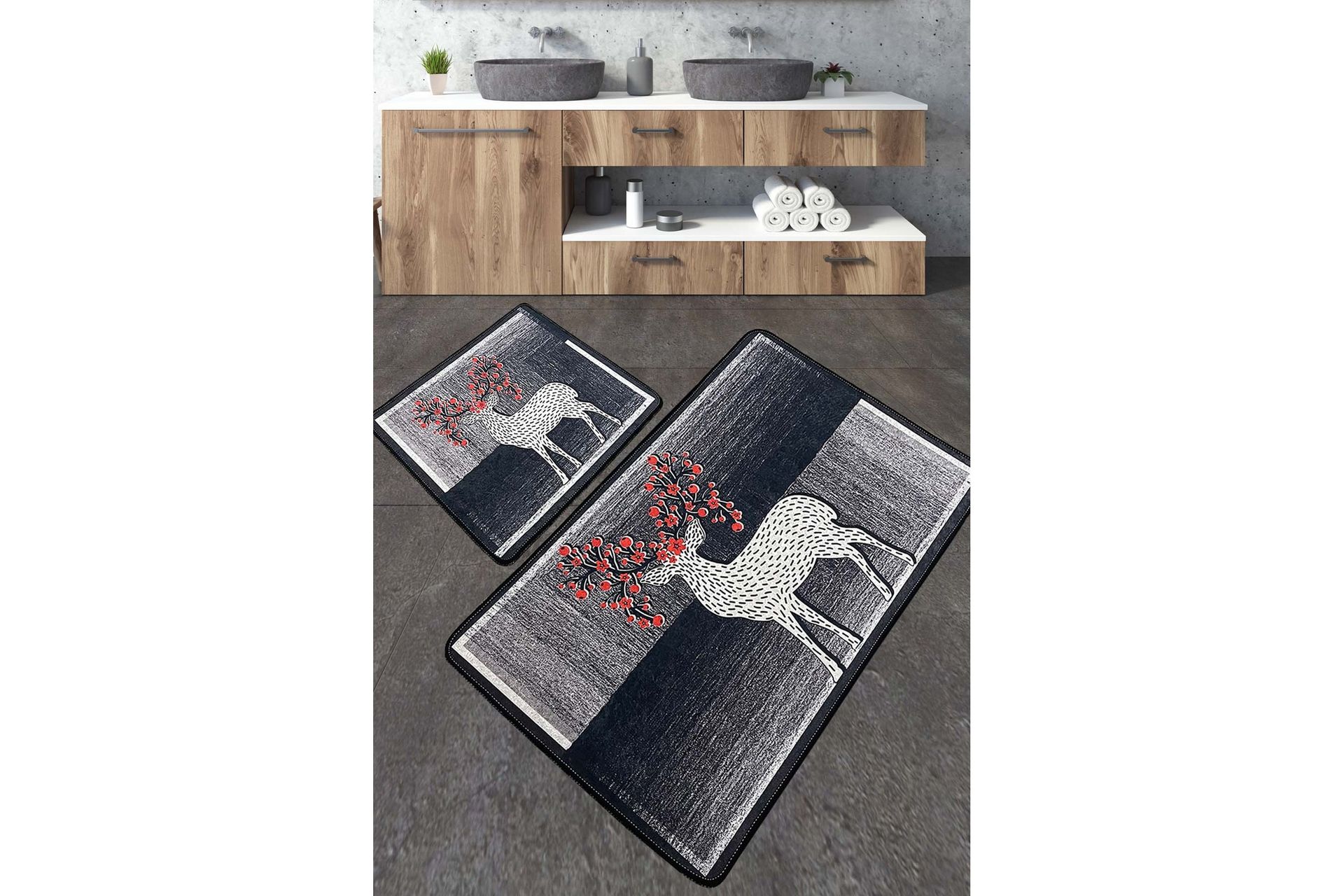 Baderomsmatte Nicholson 60x100 cm Rektangulær - Flerfarget - Tekstiler & tepper - Teppe & matte - Baderomsmatte