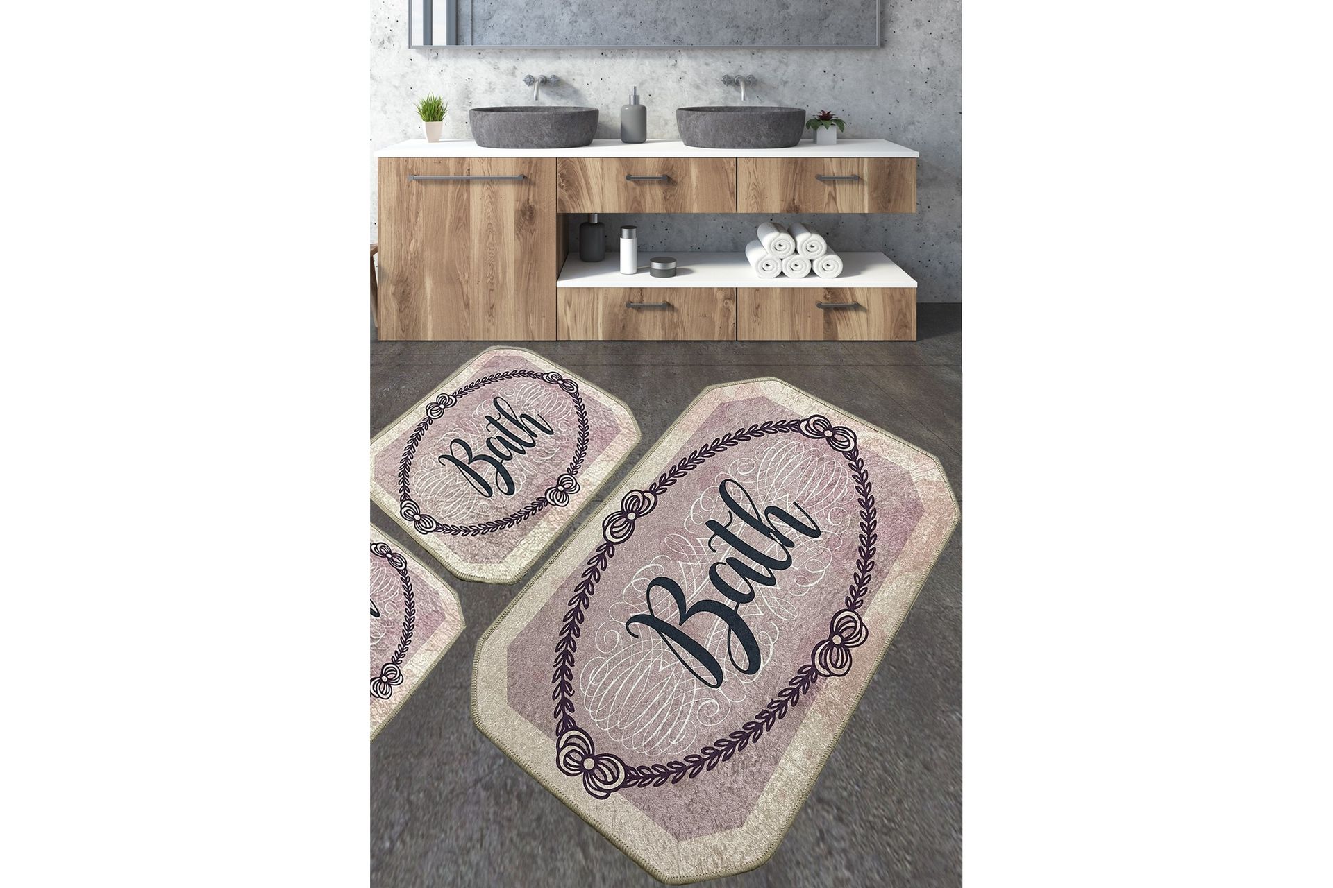 Baderomsmatte Nikawiy 60x100 cm Rektangulær - Flerfarget - Tekstiler & tepper - Teppe & matte - Baderomsmatte