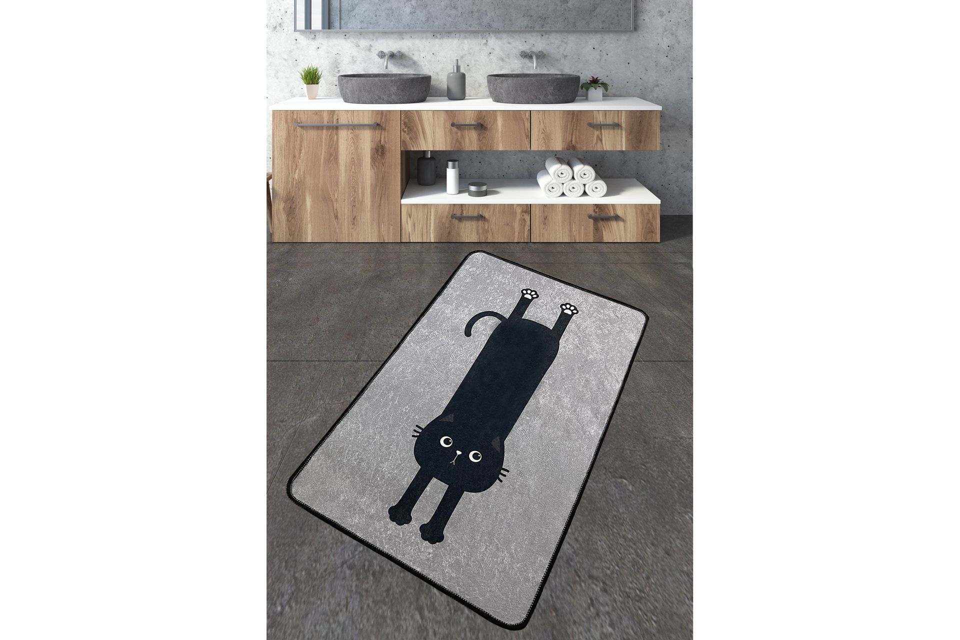 Baderomsmatte Nintai 70x120 cm Rektangulær - Grå - Tekstiler & tepper - Teppe & matte - Baderomsmatte