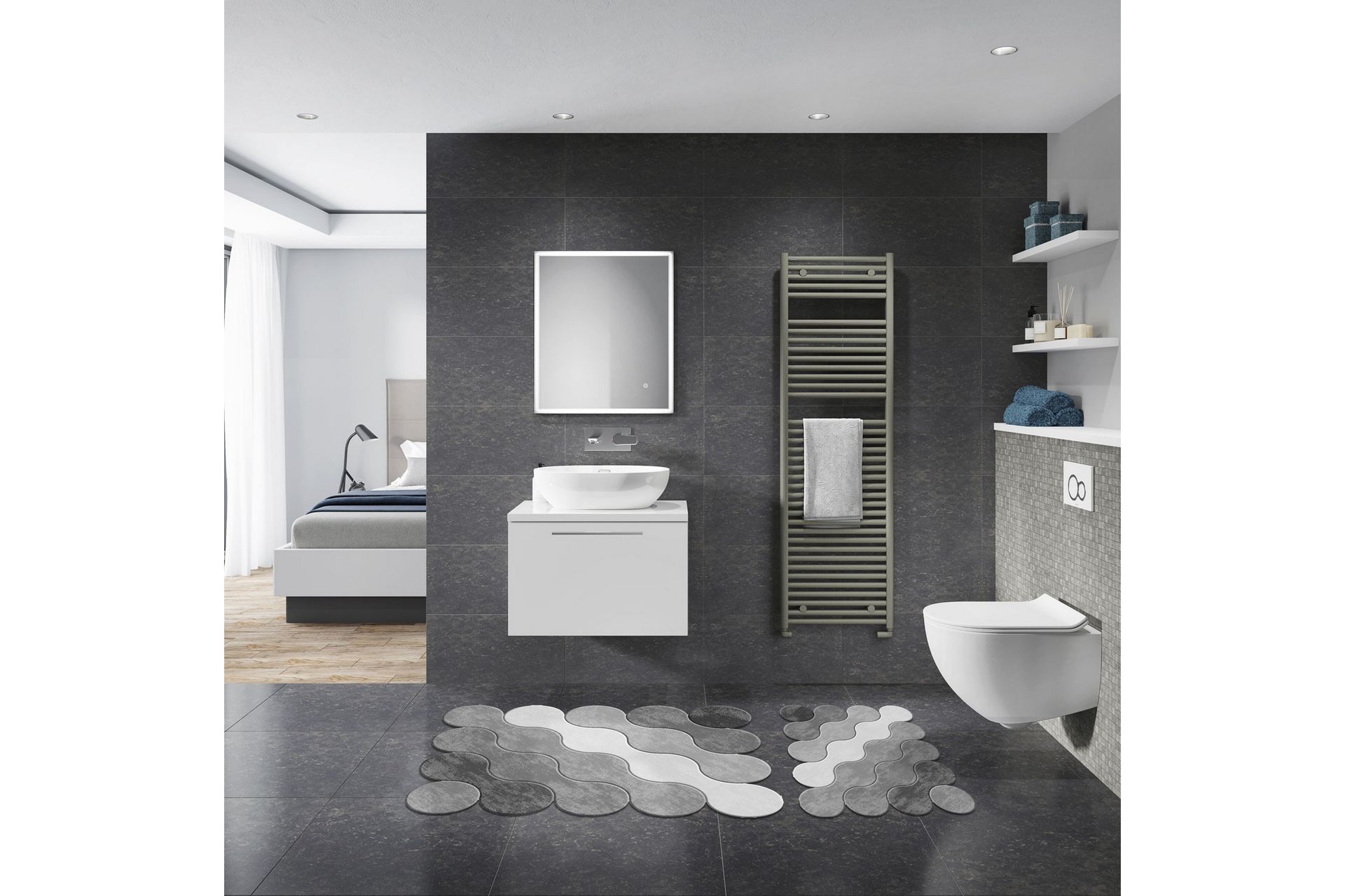 Baderomsmatte Paramveer 60x100 cm Rektangulær - Grå - Tekstiler & tepper - Teppe & matte - Baderomsmatte