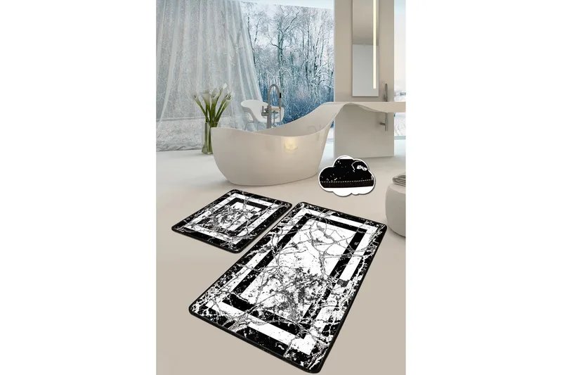 Brinmor Baderomsmatte 60x100 cm Rund, Svart