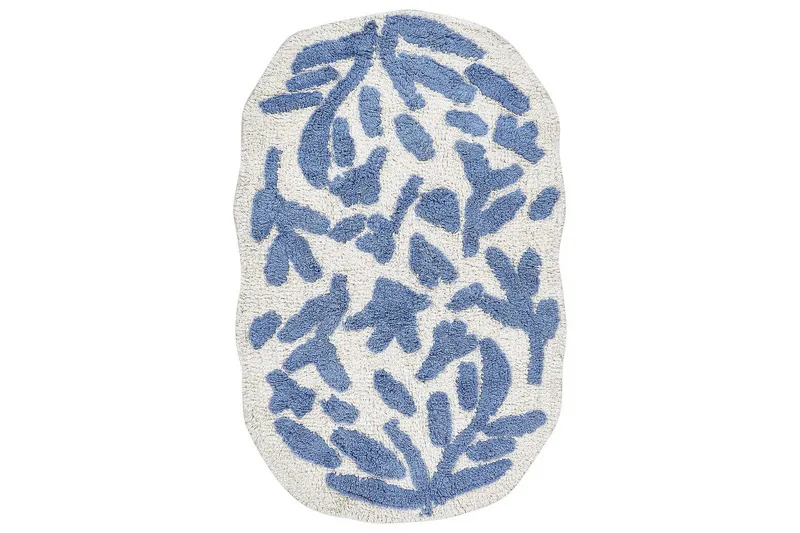 Baderomsmatte Derik, Blå, Hvit