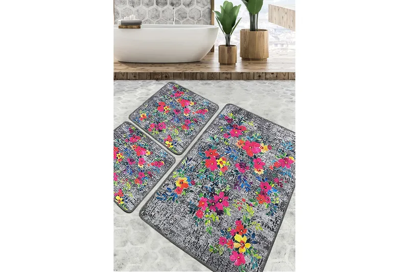 Nika Baderomsmatte 60x100 cm Rektangulær, Flerfarget