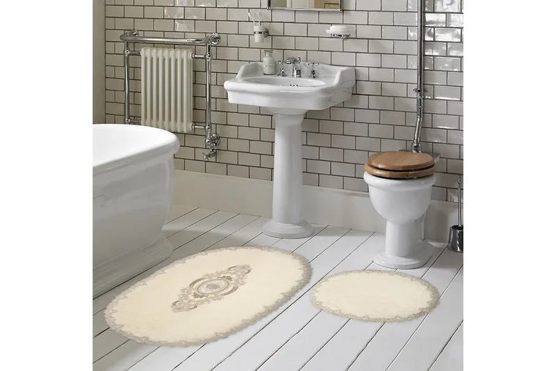 Pakhali Baderomsmatte 65x115 cm Rektangulær, Krem