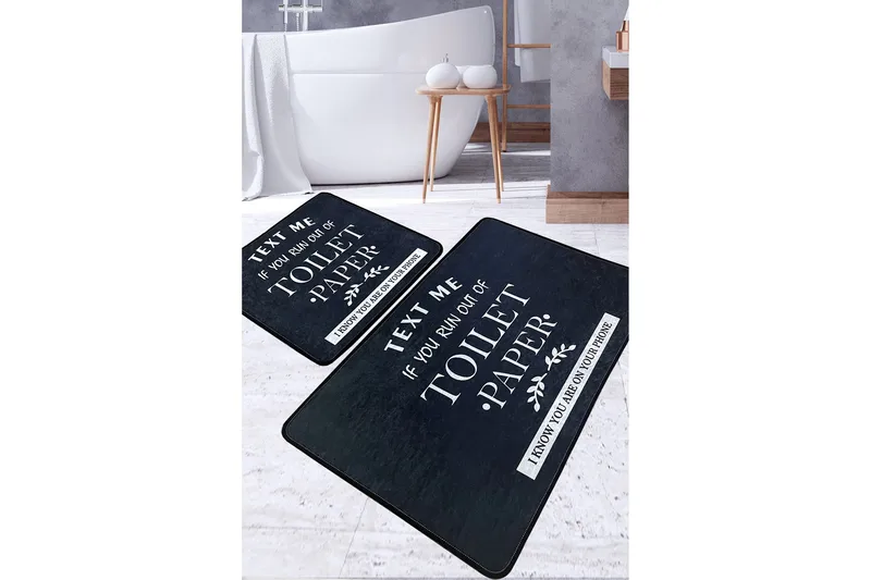 Pankaj Baderomsmatte 60x100 cm Rektangulær, Svart