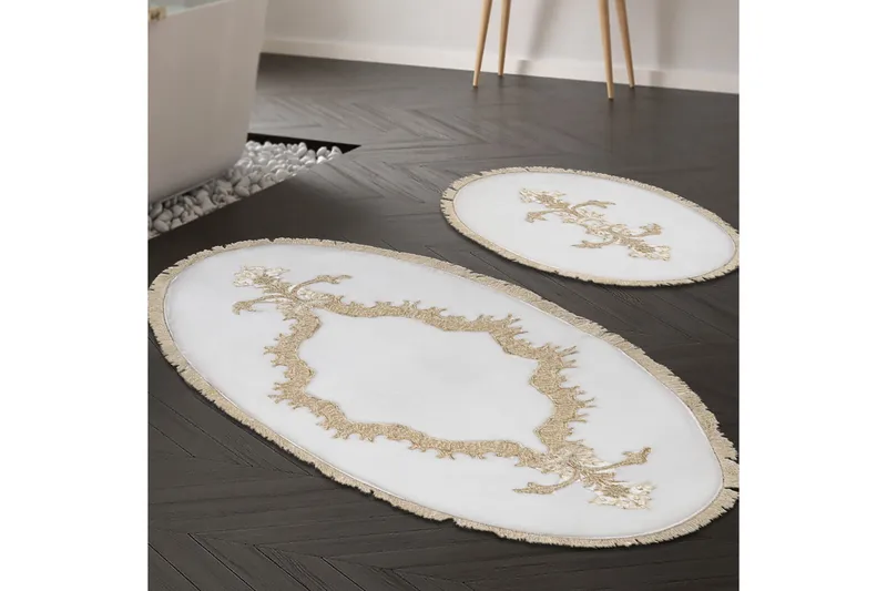 Paramik Baderomsmatte 65x115 cm Rektangulær, Krem