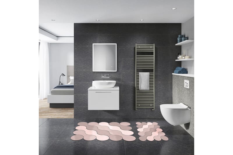 Paramjit Baderomsmatte 60x100 cm Rektangulær - Rosa - Tekstiler & tepper - Teppe & matte - Baderomsmatte