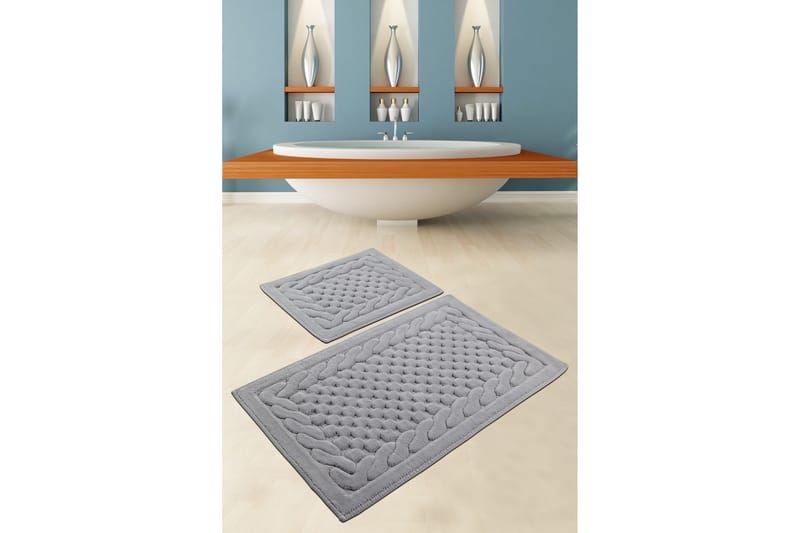 Parerna Baderomsmatte 60x100 cm Rund - Grå - Tekstiler & tepper - Teppe & matte - Baderomsmatte