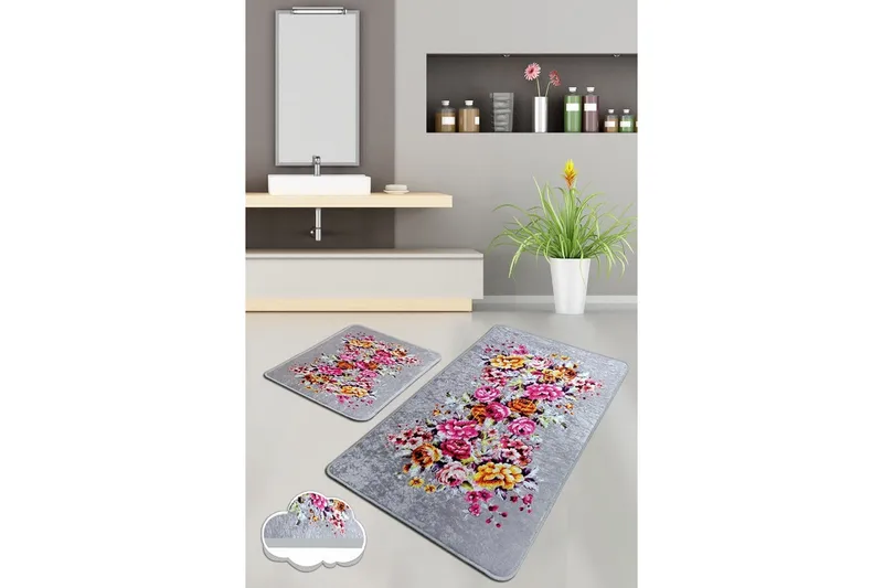 Pariksha Baderomsmatte 60x100 cm Rund, Flerfarget