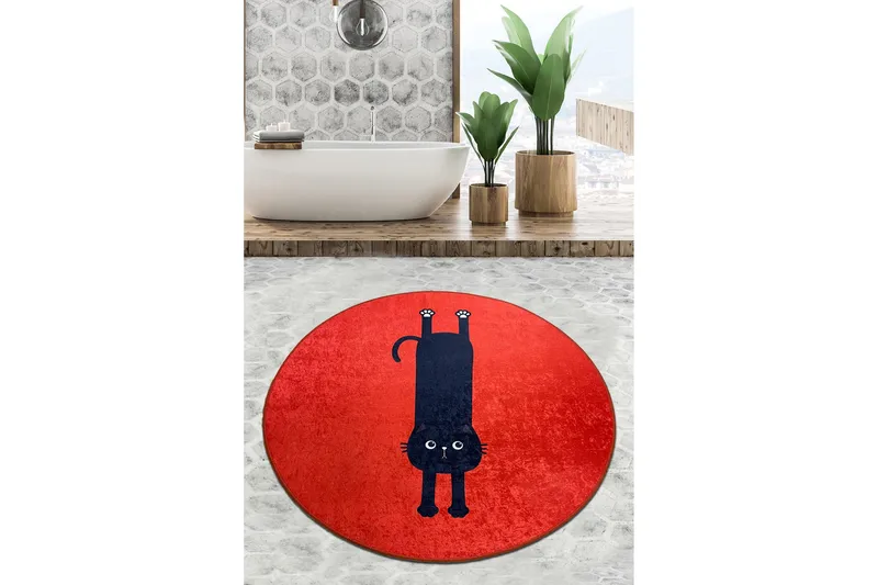 Parkesh Baderomsmatte 100 cm Rund, Flerfarget