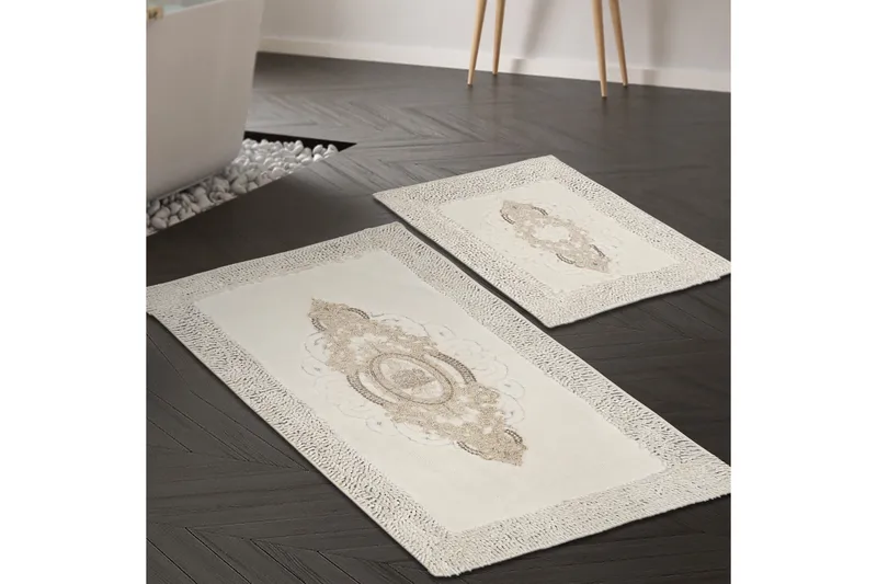 Parmeswari Baderomsmatte 60x100 cm Rektangulær, Krem