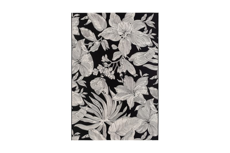 Flatvevd Matte Domani Flower 160x230 cm - Svart - Flatvevde tepper