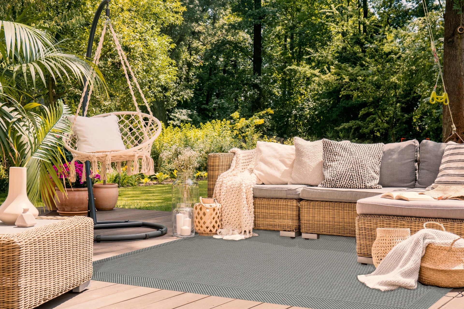 Miami Flatvevd Matte 133x190 cm - Grønn - Tekstiler & tepper - Teppe & matte - Flatvevde tepper