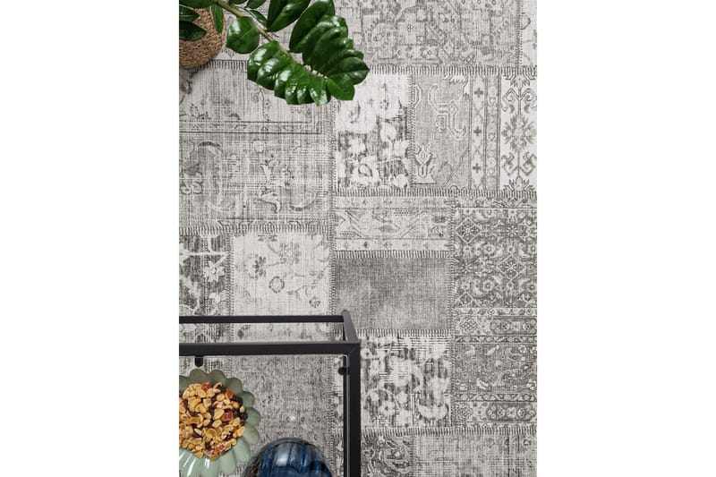Patchwork Wiltonteppe 80x300 cm Rektangulært - Sølv - Tekstiler & tepper - Teppe & matte - Moderne matte - Friezematte