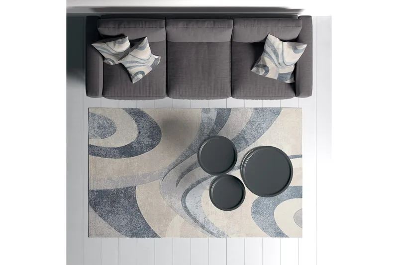 Carolina Bomullsteppe 100x300 cm Rektangulær - Blå - Tekstiler & tepper - Teppe & matte - Moderne matte - Bomullsmatter