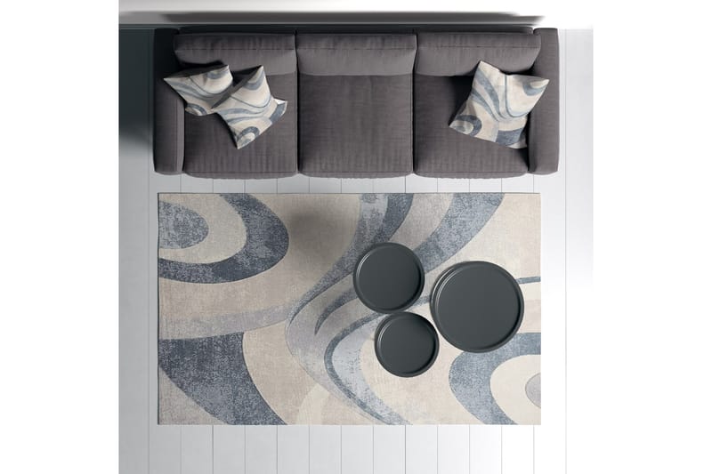 Carolina Bomullsteppe 100x300 cm Rektangulær - Blå - Tekstiler & tepper - Teppe & matte - Moderne matte - Bomullsmatter