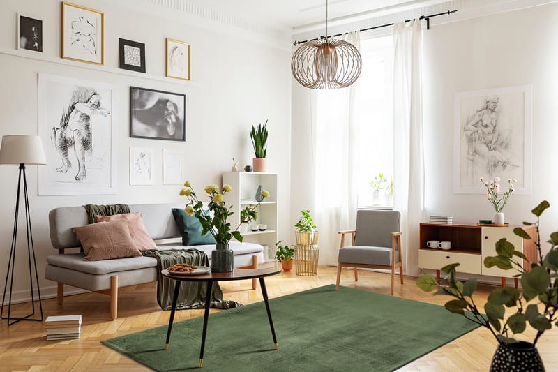 Cozy Ryeteppe 133x190 cm Rektangulær - Grønn - Tekstiler & tepper - Teppe & matte - Moderne matte - Ryetepper