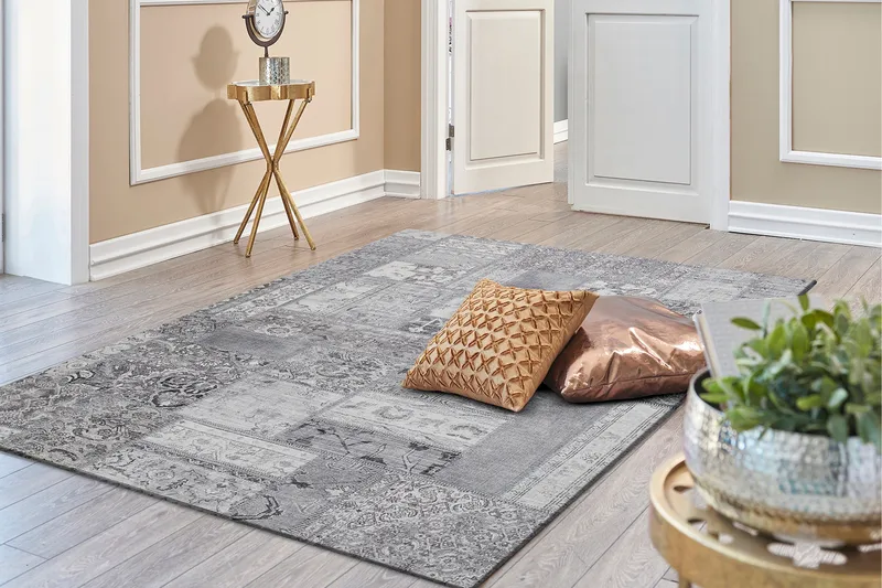 Patchwork Wiltonteppe 300x400 cm Rektangulær - Sølv - Tekstiler & tepper - Teppe & matte - Moderne matte - Friezematte