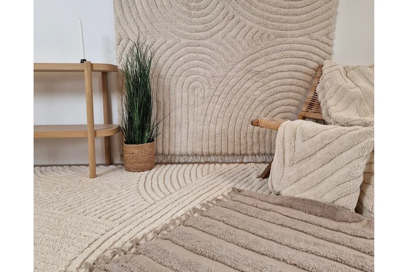 Marokko Bomullsteppe 160x230 cm - Krem - Tekstiler & tepper - Teppe & matte - Moderne matte - Bomullsmatter