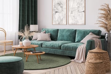 Torekov Ullteppe Rund 200 cm - Grønn - Tekstiler & tepper - Teppe & matte - Moderne matte - Ullteppe