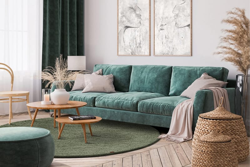 Torekov Ullteppe Rund 200 cm - Grønn - Tekstiler & tepper - Teppe & matte - Moderne matte - Ullteppe