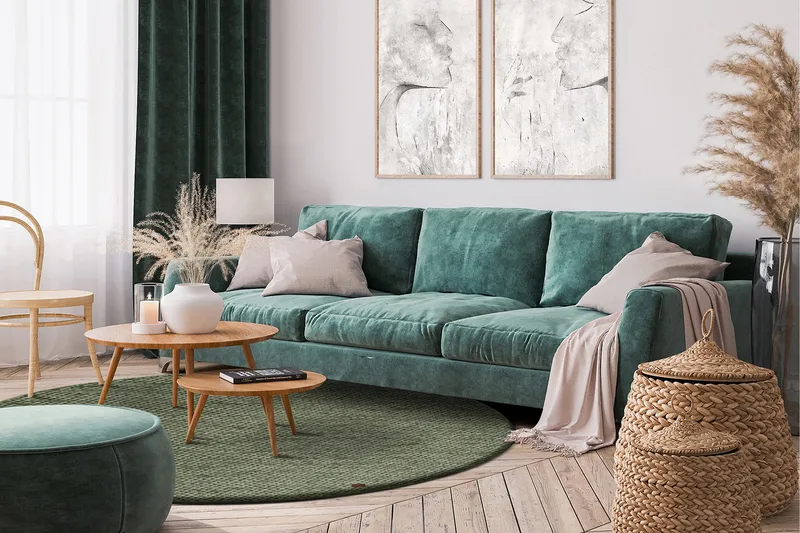 Torekov Ullteppe Rund 300 cm - Grønn - Tekstiler & tepper - Teppe & matte - Moderne matte - Ullteppe