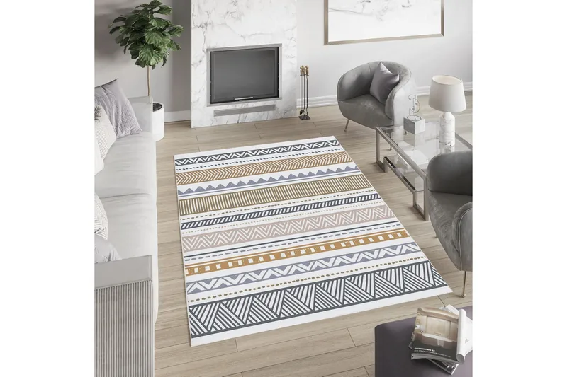 Idaburn Bomullsteppe 100x300 cm Rektangulær - Hvit - Tekstiler & tepper - Teppe & matte - Moderne matte - Bomullsmatter