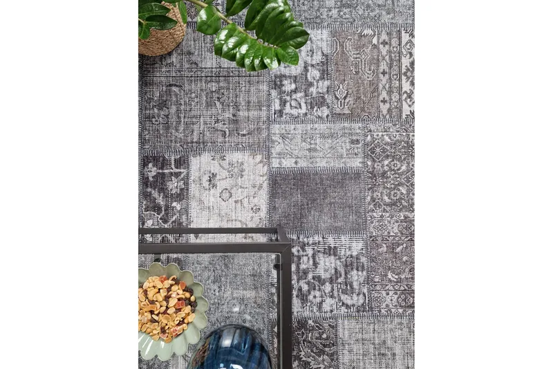 Patchwork Wiltonmatte 160x230 cm Rektangulær - Grå - Tekstiler & tepper - Teppe & matte - Moderne matte - Friezematte