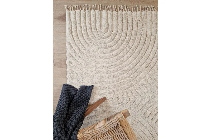 Marokko Bomullsteppe 200x300 cm - Krem - Tekstiler & tepper - Teppe & matte - Moderne matte - Bomullsmatter