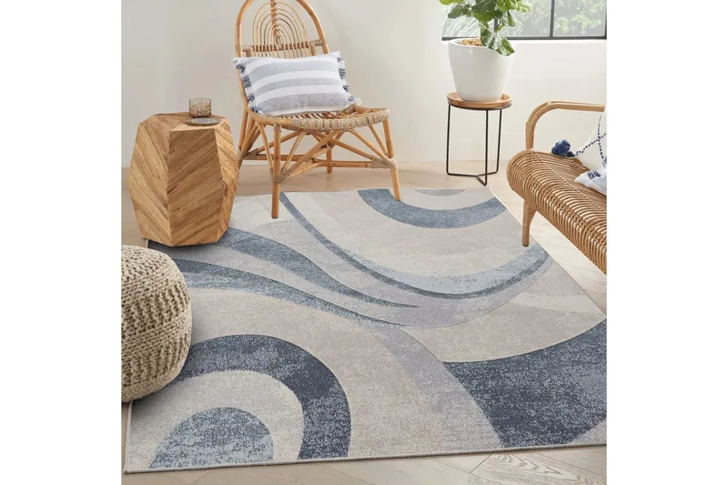 Carolina Bomullsteppe 100x300 cm Rektangulær, Blå