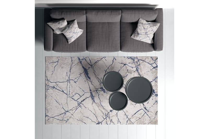 Masahiko Bomullsteppe 100x300 cm Rektangulær - Blå - Tekstiler & tepper - Teppe & matte - Moderne matte - Bomullsmatter