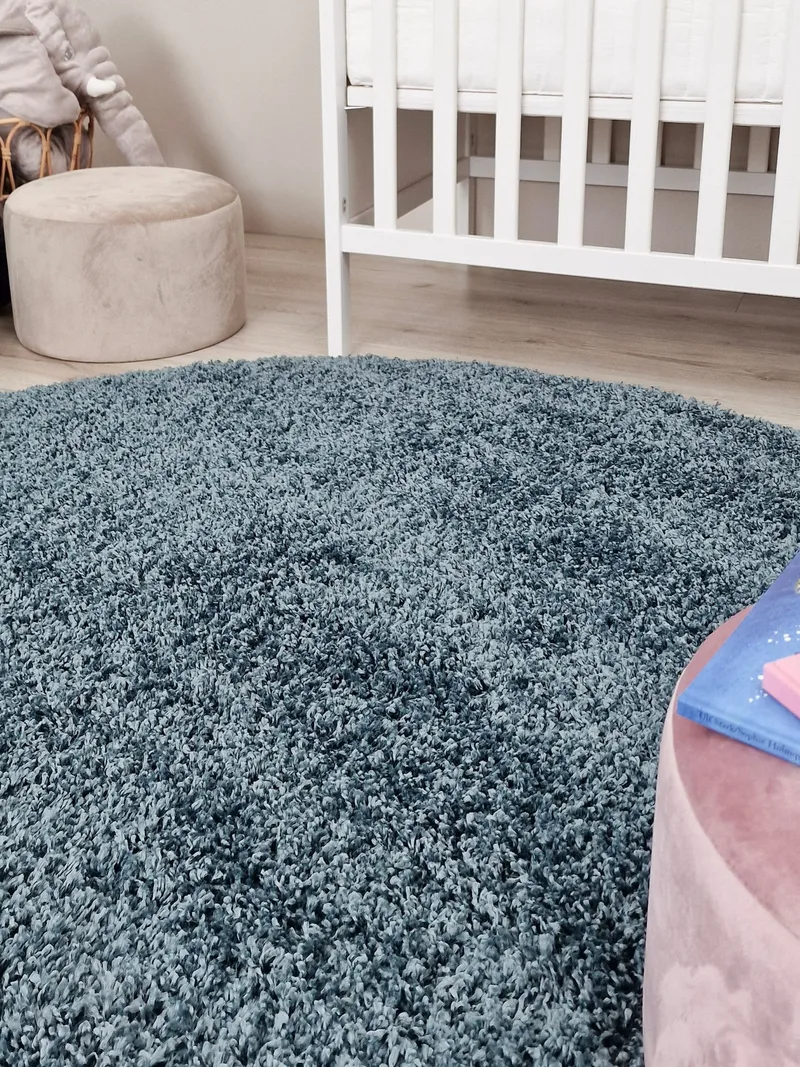 Lounge Ryeteppe Rundt 240 cm - Petrolblå - Tekstiler & tepper - Teppe & matte - Moderne matte - Ryetepper