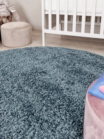 Lounge Ryeteppe Rundt 240 cm - Petrolblå - Tekstiler & tepper - Teppe & matte - Moderne matte - Ryetepper