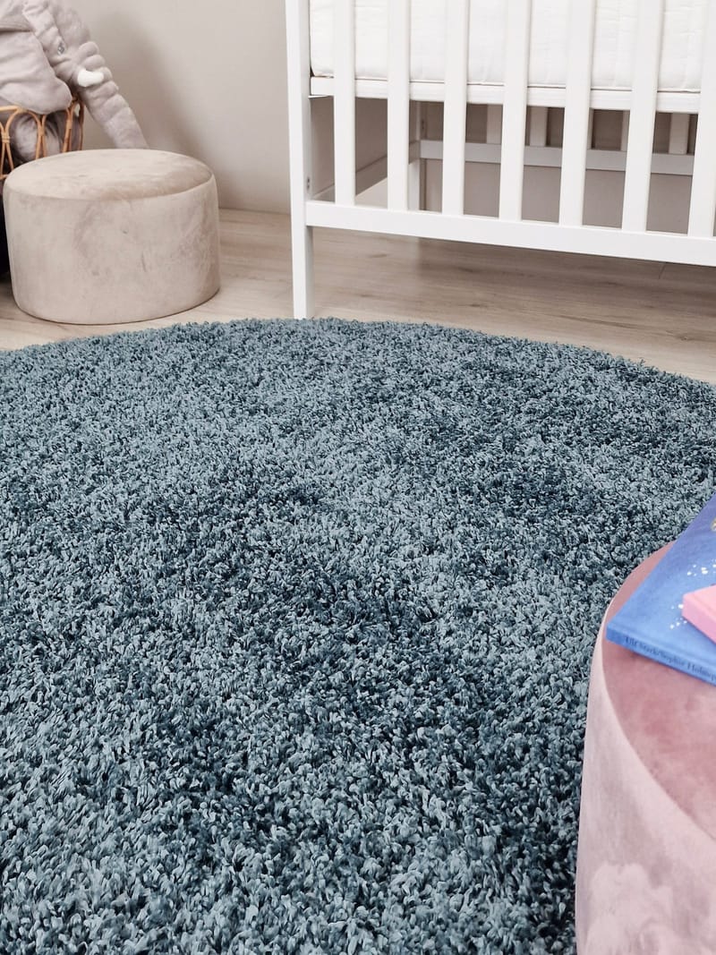 Lounge Ryeteppe Rundt 240 cm - Petrolblå - Tekstiler & tepper - Teppe & matte - Moderne matte - Ryetepper