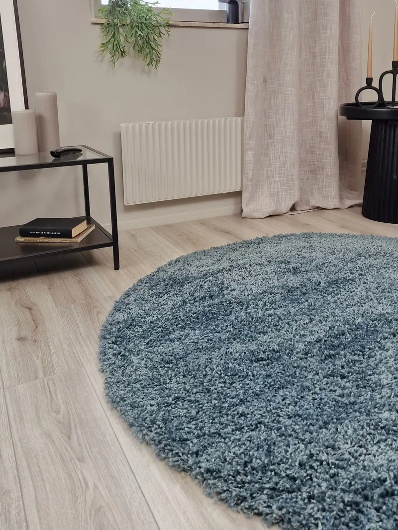 Lounge Ryeteppe Rundt 240 cm - Petrolblå - Tekstiler & tepper - Teppe & matte - Moderne matte - Ryetepper