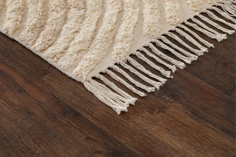 Marokko Bomullsteppe 160x230 cm - Krem - Tekstiler & tepper - Teppe & matte - Moderne matte - Bomullsmatter