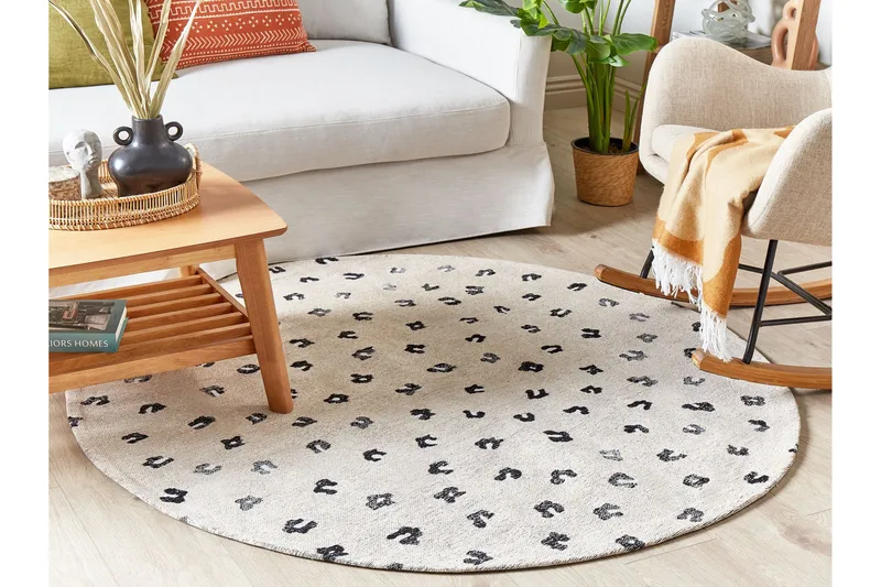 Afis Ryeteppe 140 cm Rund - Beige - Tekstiler & tepper - Teppe & matte - Moderne matte - Ryetepper