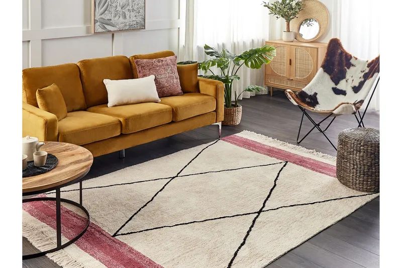 Afsar Bomullsteppe 140x200 cm - Beige - Tekstiler & tepper - Teppe & matte - Moderne matte - Bomullsmatter