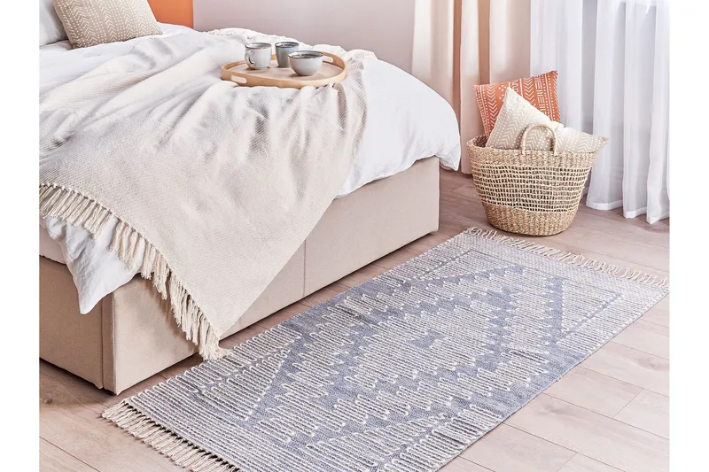 Ansar Bomullsteppe 80x150 cm - Blå - Tekstiler & tepper - Teppe & matte - Moderne matte - Bomullsmatter