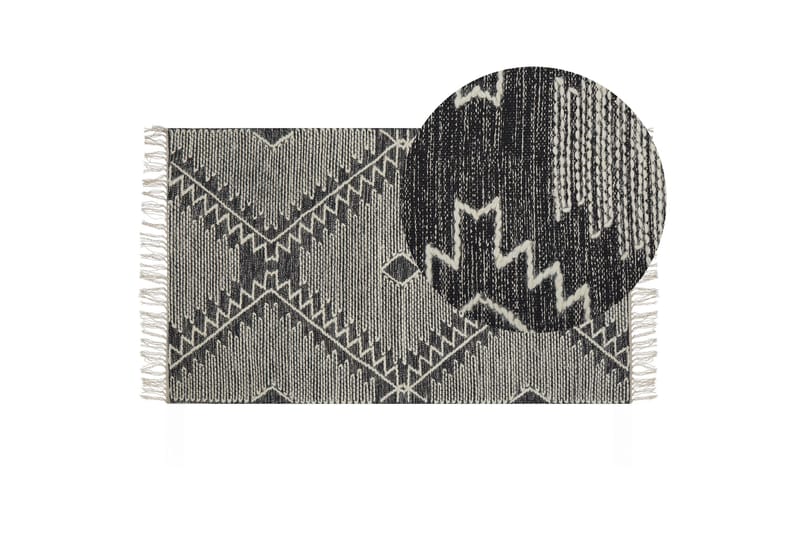 Arbaa Bomullsteppe 80x150 cm - Svart/hvit - Tekstiler & tepper - Teppe & matte - Moderne matte - Bomullsmatter