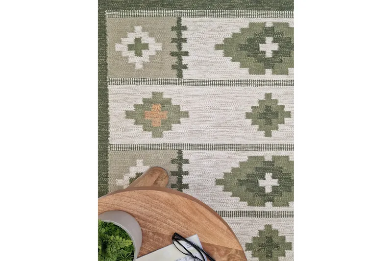 Arvika Ullteppe 160x230 cm Rektangulær - Grønn - Tekstiler & tepper - Teppe & matte - Moderne matte - Ullteppe